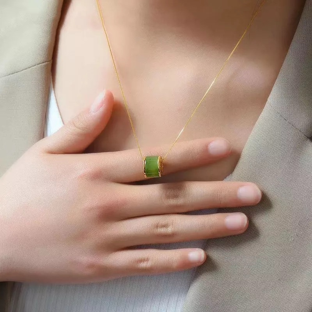 New- Natural Jade Necklace, Hetian Jade Pendant Necklace, Dainty Jade Necklace
